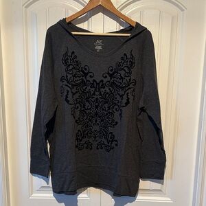 Addition Elle Dark Gray Hoodie with Black Pattern